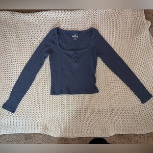 Hollister Navy Waffle Knit Sweater
